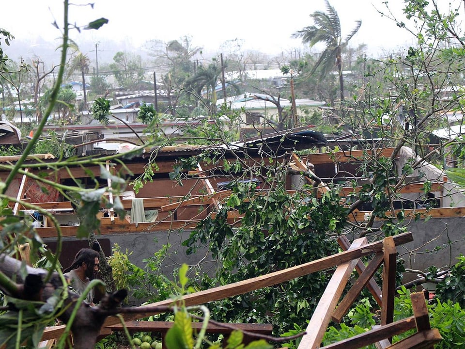 Zerstörte Häuse auf Vanuatu