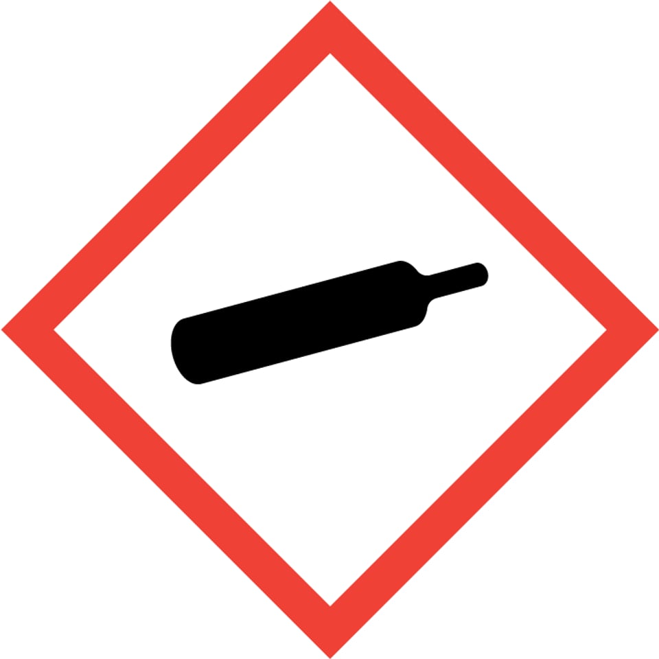 Gefahrenzeichen: Schwarze Gasflasche
