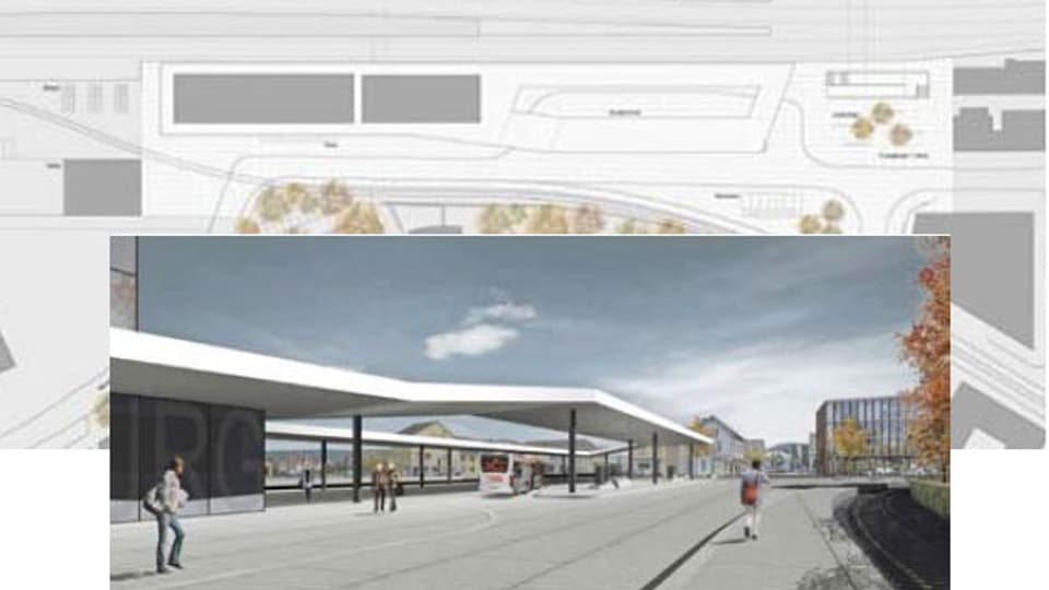 Plan und Visualisierung Bahnhofplatz