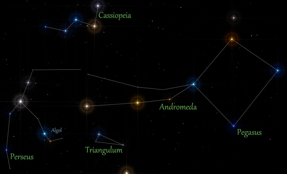 Die Sternbilder Cassiopeia und Perseus.