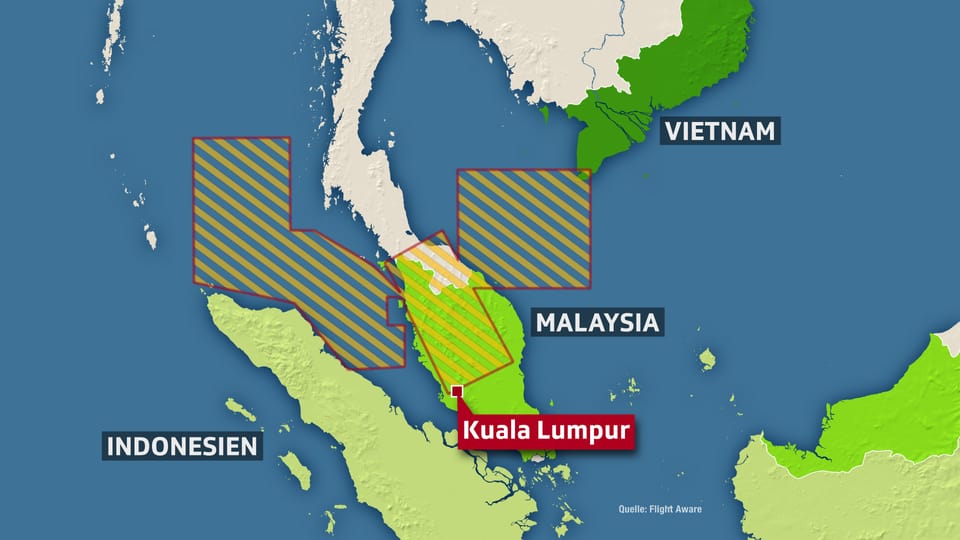Karte, die ein Gebbiet in der Region Indonesien, Malaysia und Vietnam zeigt.