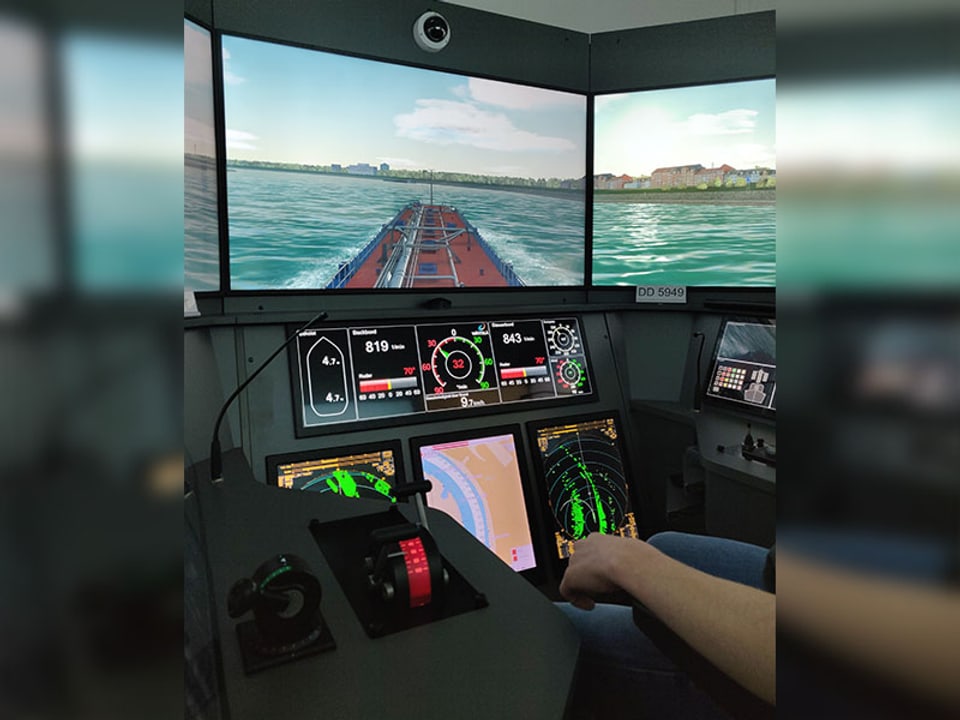 Blick aus dem Schiffs-Simulator.