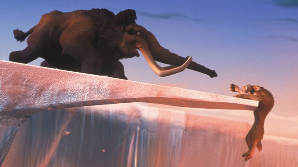 Das Mammut Manfred im Kinolfilm «Ice Age» mit seinem Freund, dem Faultier Sid.