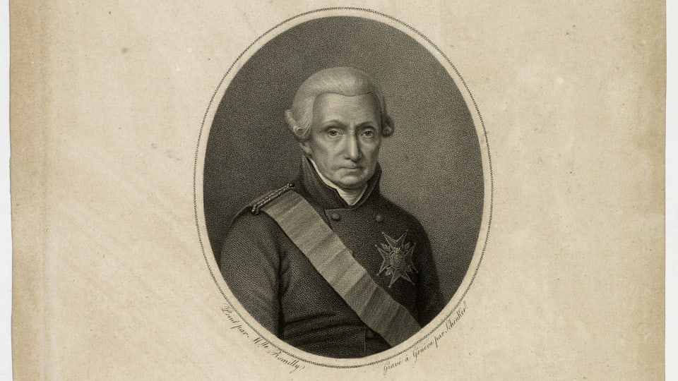 Auf dem Bild ist der Offizier Jacques-André Lullin de Châteauvieux zu sehen (Porträt).