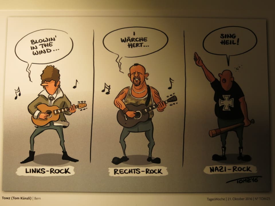 Bob Dylan (Links-Rock), Gölä (Rechts-Rock) und ein Nazi (Nazi-Rock)