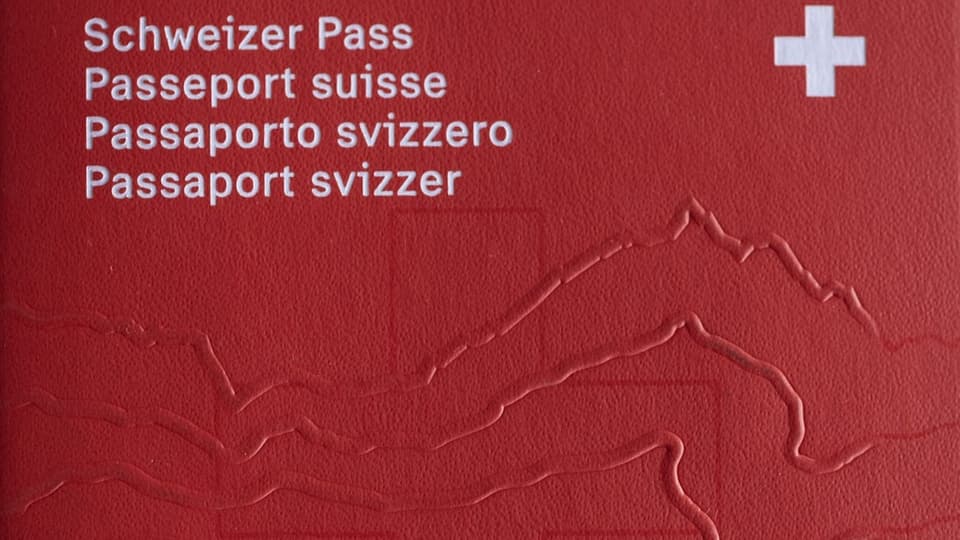 Fleta e kopertinës së pasaportës me mbishkrimin dhe vijat e theksuara të konturit.