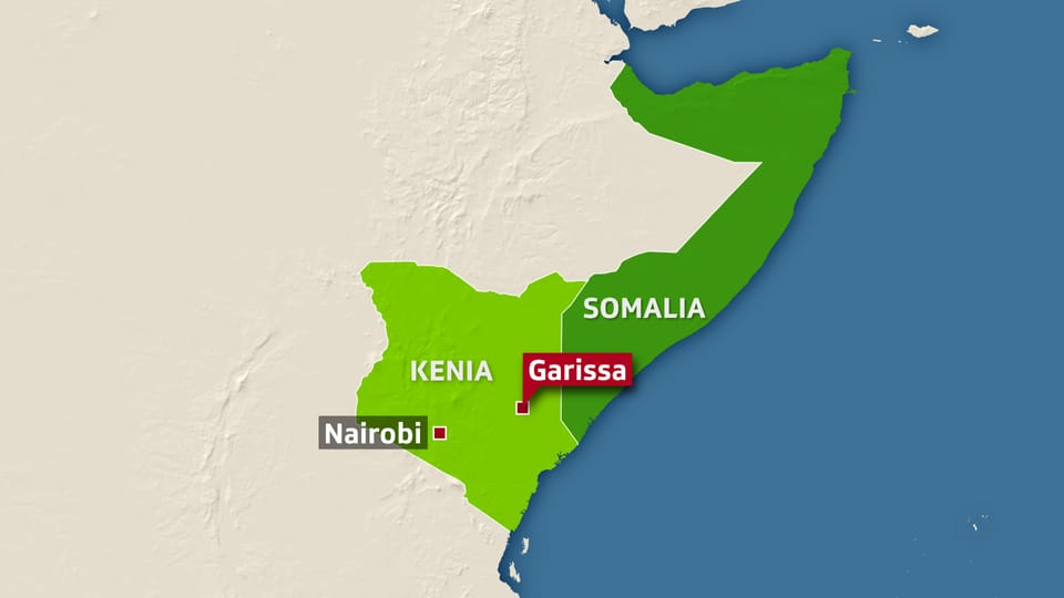 Karte von Kenia und Somalia.