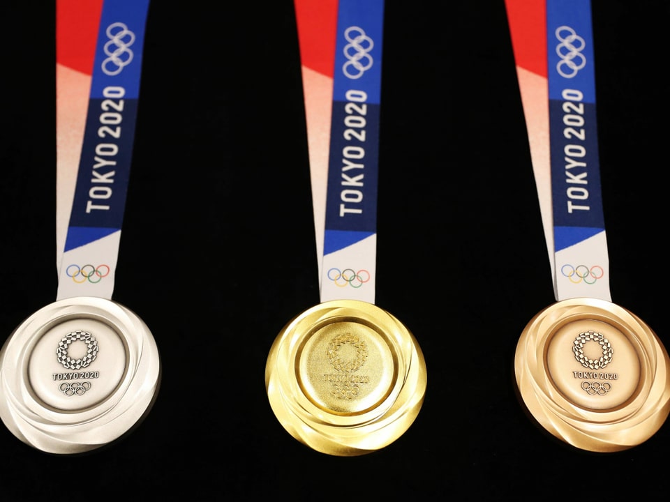 Olympische Medaillen. Gold, silber und bronze.