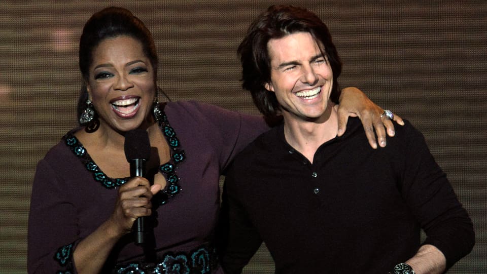 Tom Cruise mit Oprah Winfrey, der mächtigsten TV-Moderatorin der USA.
