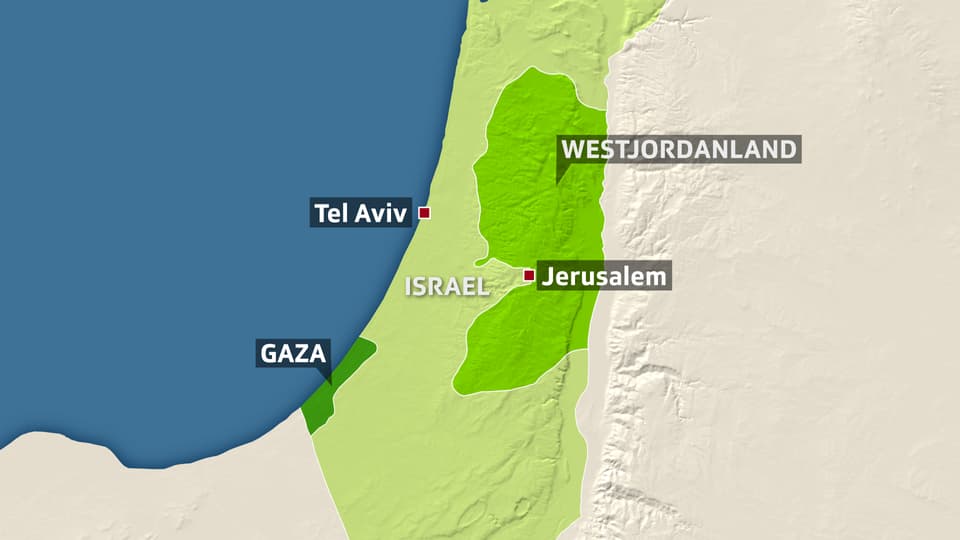 Karte: Israel und palästinensische Gebiete.