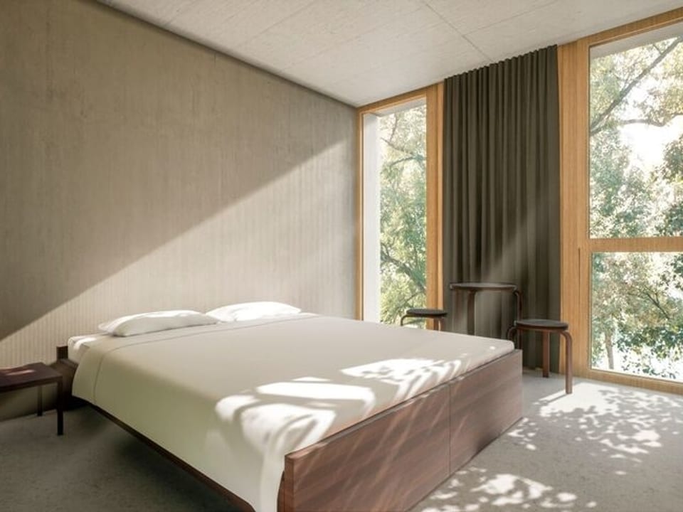 Visualisierung eines künftigen Doppelzimmers in der Berner Jugendherberge.