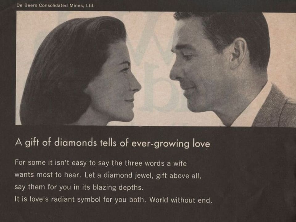 De Beers-Werbung aus den 1950er-Jahren: Altes Werbeplakat