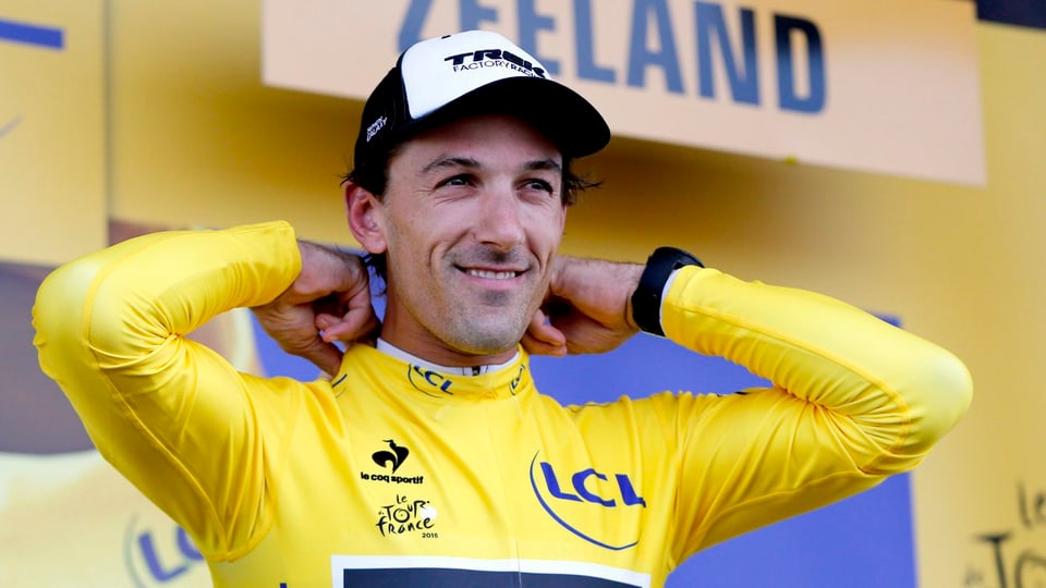 Fabian cancellara im gelben Leadertrikot der Tour de France.