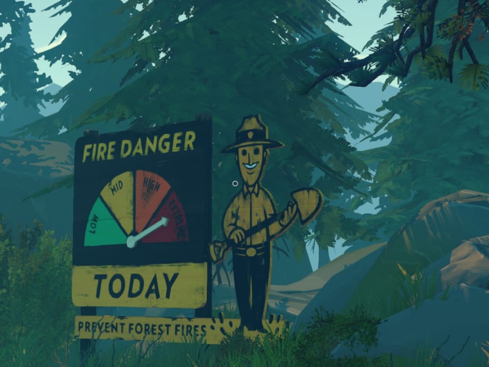 Ein Schild, das die Waldbrandgefahr anzeigt. Sie ist gross.