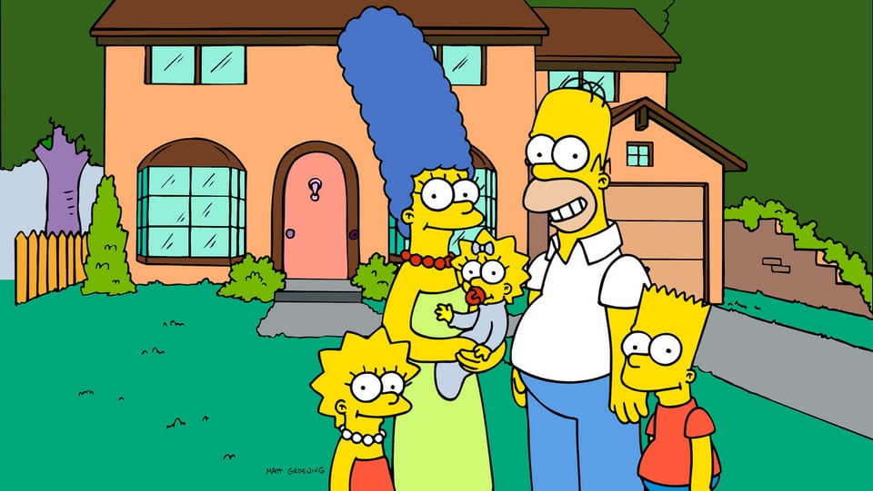 Simpsons vor ihrem Haus.