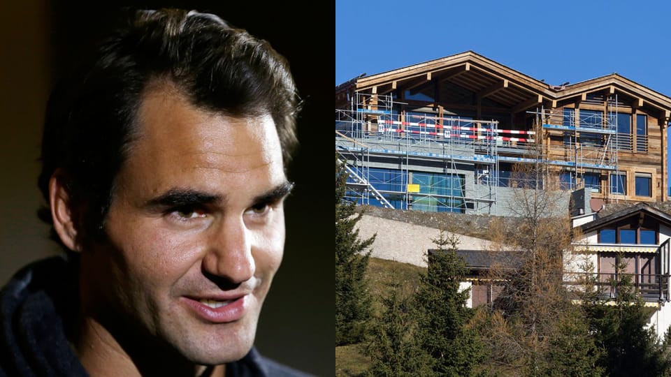 Roger Federer im Porträt und Foto seiner Ferienvilla in Graubünden.