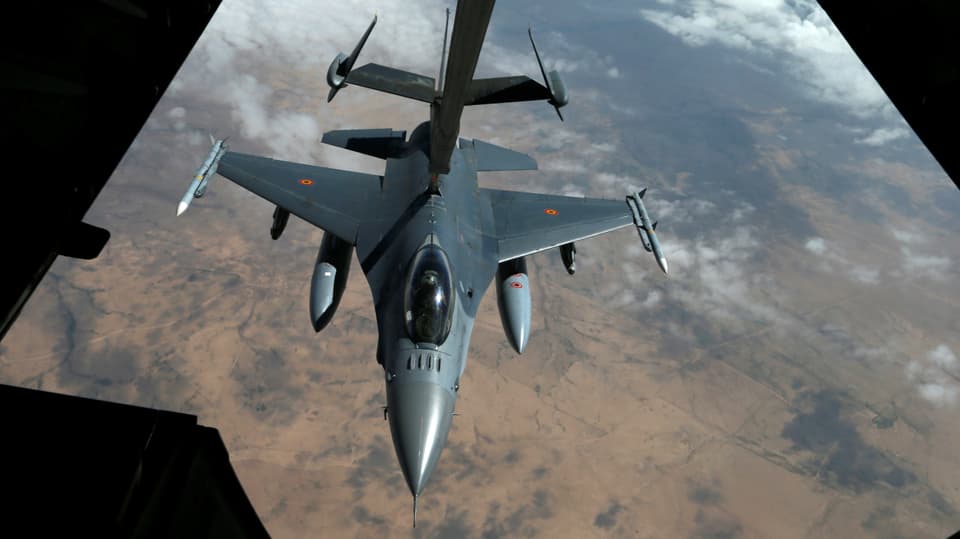 US-Kampfjet beim Auftanken über dem syrischen Luftraum. 