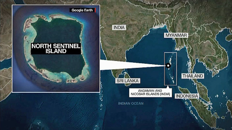 Karte der Andamanen und North Sentinel. 
