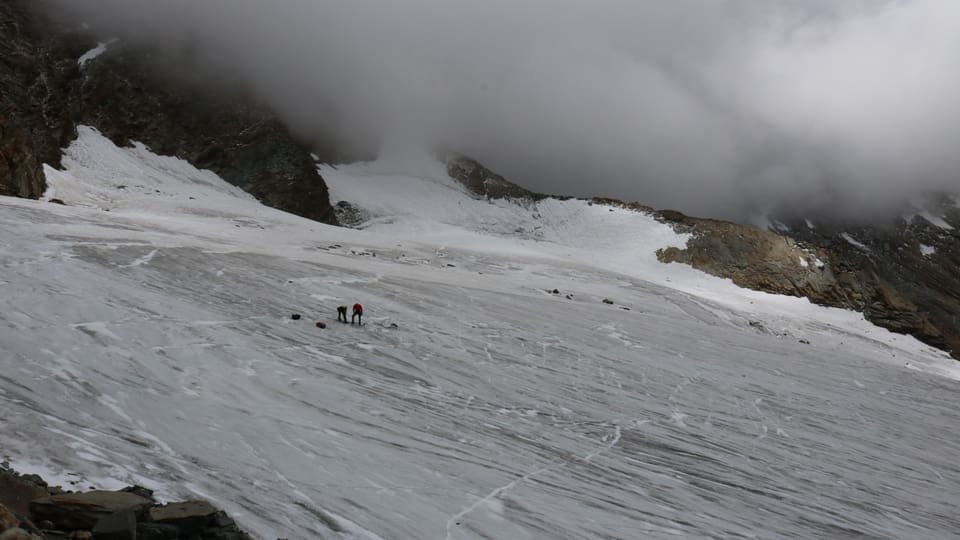 Bild vom Gletscher mit 2 Personen