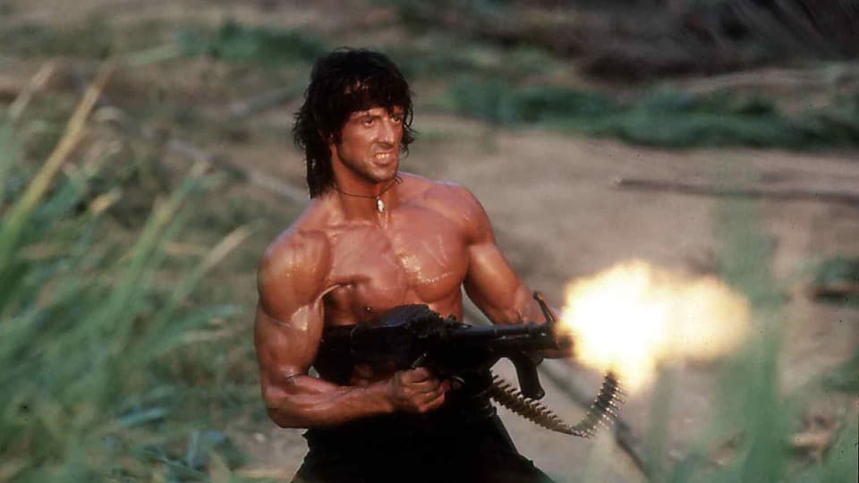 Rambo mit Maschinengewehr