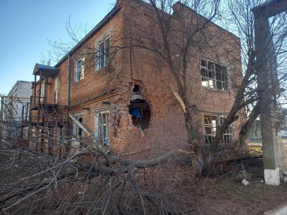 Beschädigte Gebäude Landwirtschaft Ukraine