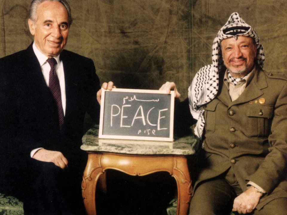 Yassir Arafat und Shimon Peres