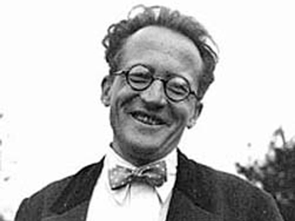 Schwarz-weiss-Porträt von Erwin Schrödinger.