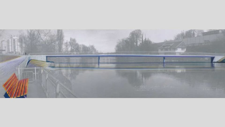 Visualisierung der geplanten Brücke über die Reuss.