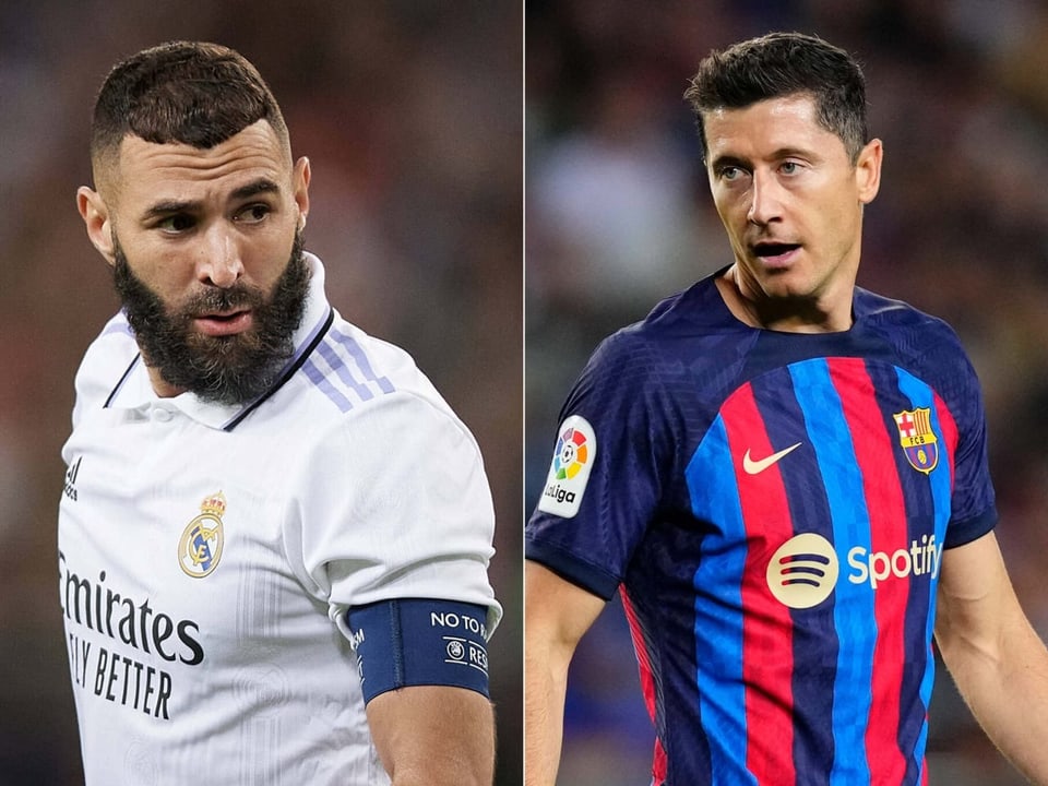 Real Madrids Karim Benzema und Barcelonas Robert Lewandowski.