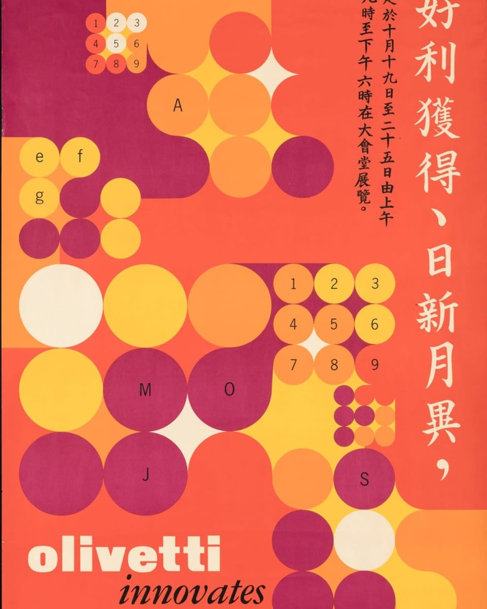 Ein buntes Poster mit vielen Punkten und chinesischen Schriftzeichen.