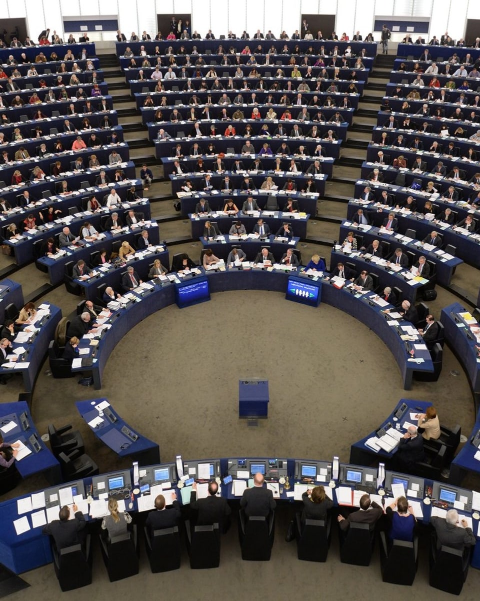 Blick auf den Plenarsaal des EU-Parlaments.