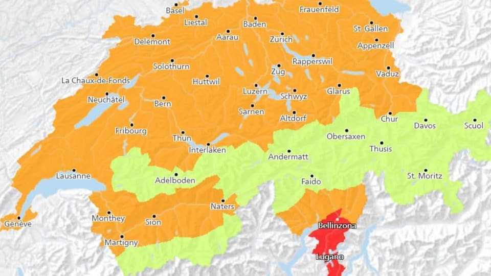 Aktuelle Hitzegefahr in der Schweiz.