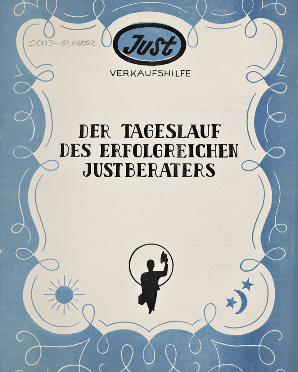 Titelbild der «Just»-Verkaufshilfe von 1950.
