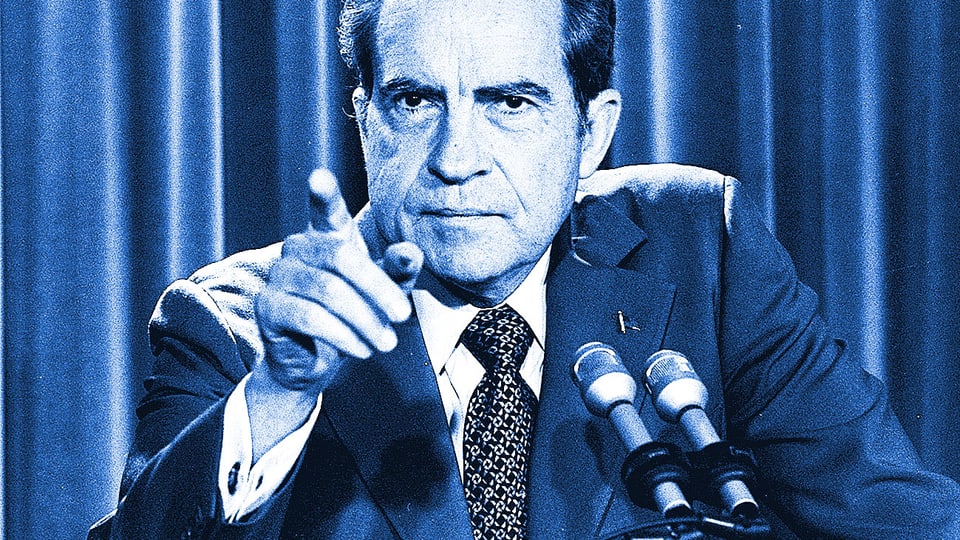 Richard Nixon kündigt am 8.8.1974 seinen Rücktritt an