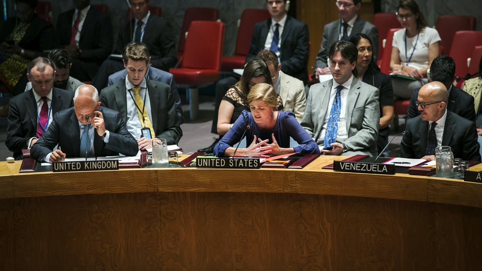 Mitglieder des UNO-Sicherheitsrates. Im Bild: Die amerikanische UNO-Botschafterin Samantha Power. 