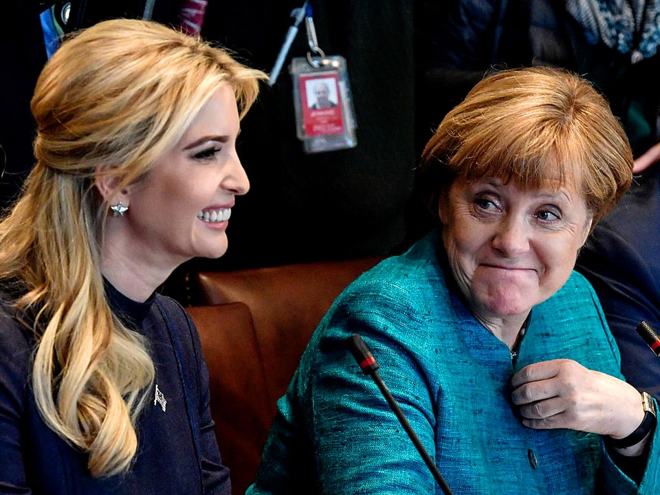 Angela Merkel (rechts) und Ivanka Trump (links) nebeneinander im März 2017.