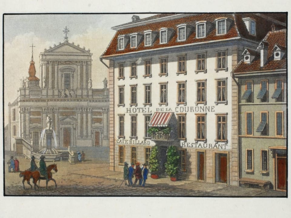 Zeichnung von Hotel und Kathedrale