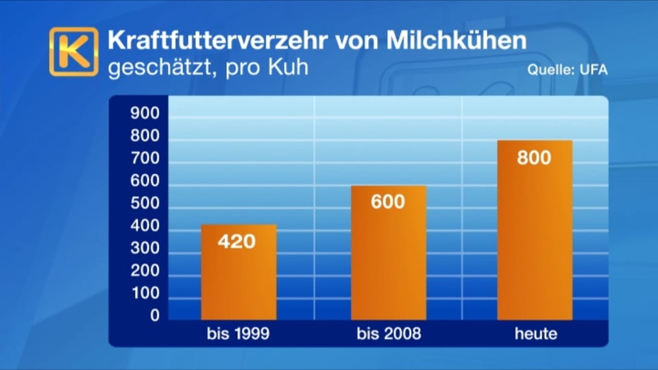 Eine Schweizer Kuh verzerrt rund 800 Kilo Kraftfutter