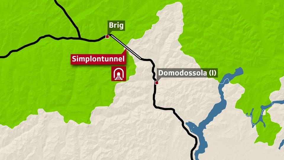 Karte der Gegend um den Simplontunnel.