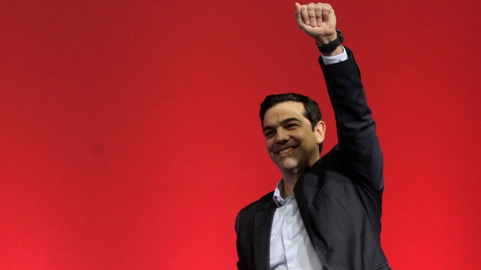 Alexis Tsipras mit gerekter Faust