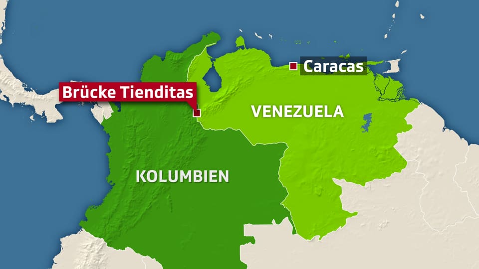 Karte, auf der Venezuela grün eingezeichntet ist.