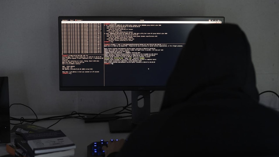 Der Computerbildschirm eines Hackers zeigt «Hydra», einen Network Logon Cracker