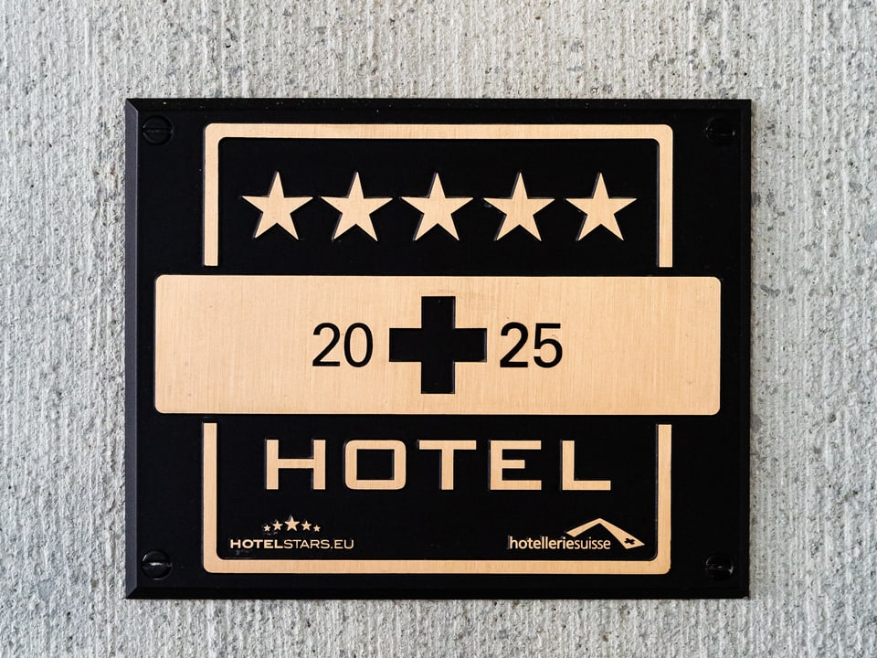 Hotelsterne Tafel mit fünf Sternen