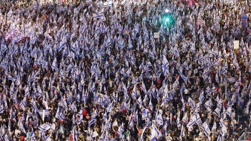 Massenprotest in Tel Aviv, 9. September 2023.