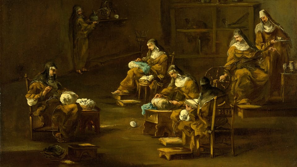 Gemälde: Nonnen an der Arbeit