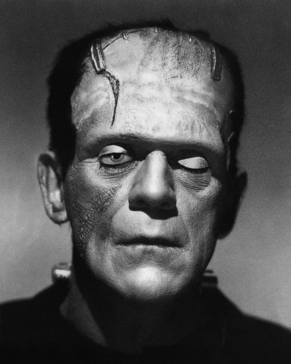 Das Portrait von Schauspieler Boris Karloff zeigt ihn in seiner Frankenstein-Maske