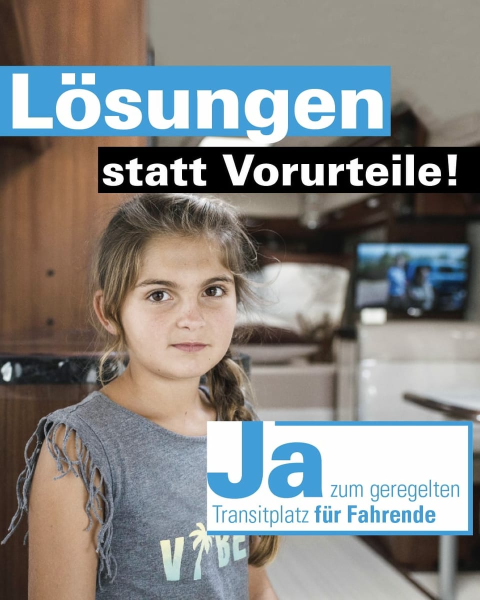Ausschnitt des offiziellen Plakats der Befürworter eines Transitplatzes in Wileroltigen. 
