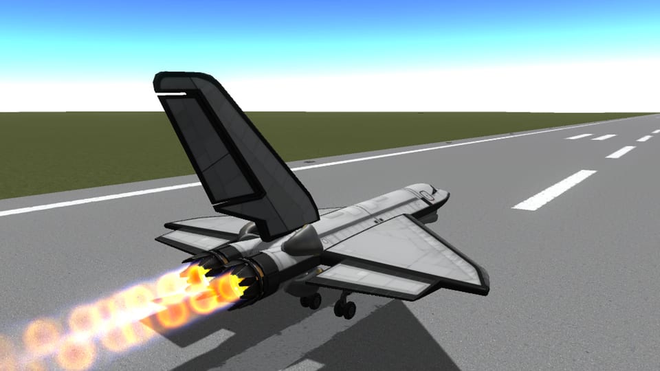 Ein Space Shuttle auf der Start-Bahn.