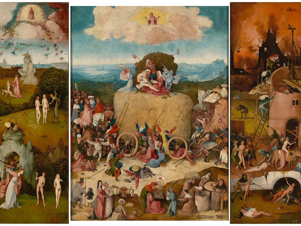 Triptychon von Hieronymus Bosch: Der Heuwagen.