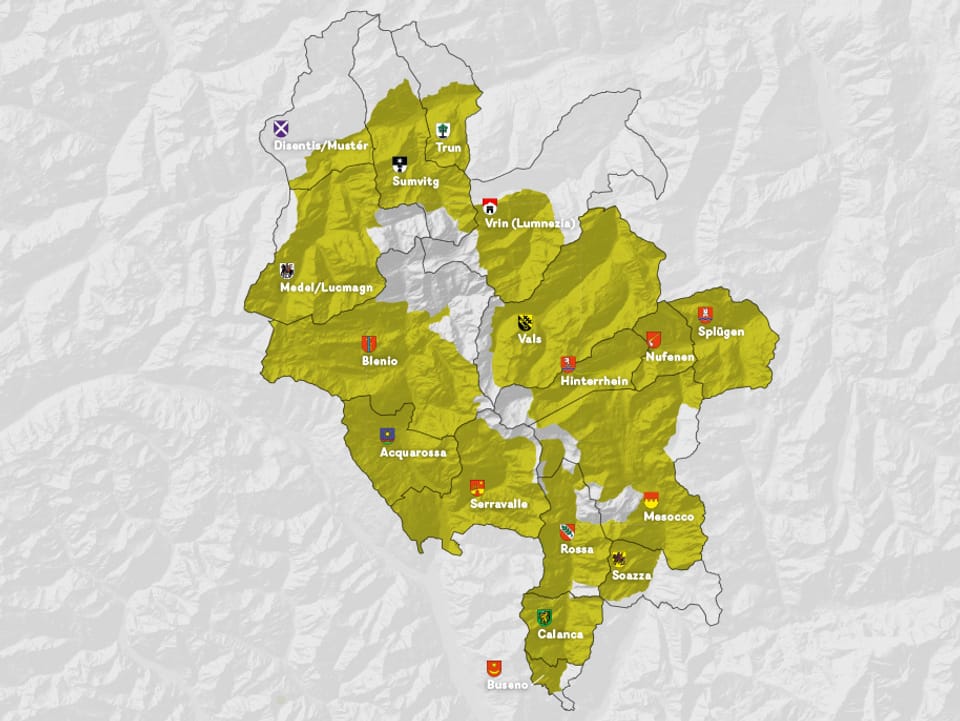 Karte der Anwohnergemeinden des Parks